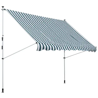 Outsunny markiza z ročaji, teleskopskim kovinskim okvirjem in poliestrskim senčnikom 300x150cm