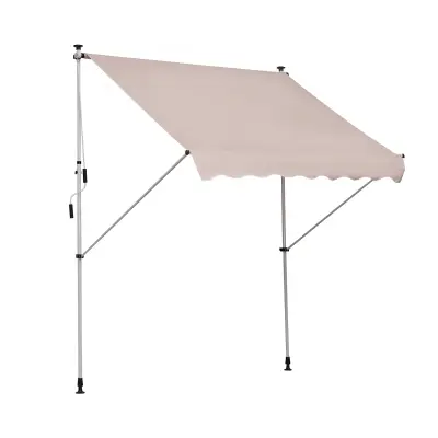Outsunny vrtljiva zunanja tenda z ročico, teleskopskim okvirjem in nastavljivim kotom, bež, 200x150 cm