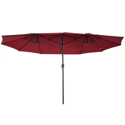 Outsunny Vrtni dežnik 460x270x240cm Dvojni dežnik z odpiranjem s kretnjo, jeklo in poliester Rdeče vino
