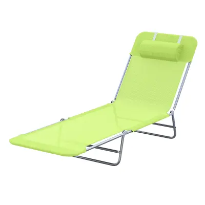 Outsunny Vrtni ležalnik za plažo Bazen 182 x 56 x 24,5 cm Zelena