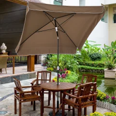 Outsunny zunanji dežnik 198x195 cm, za terase, vrt s kvadratno streho, nastavljiv in prenosen, kava