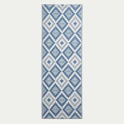 Homescapes Mia Aztec Blue Outdoor Rug Runner