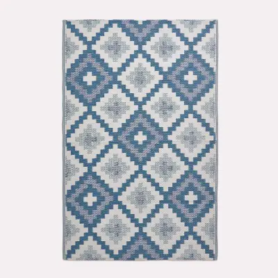 Homescapes Mia Aztec Modra preproga za zunanjo uporabo, 180x270 cm