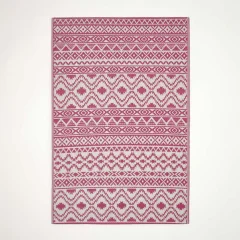 Homescapes Tia Aztec roza in bela zunanja preproga, 120x180 cm