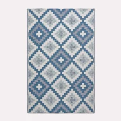 Homescapes Mia Aztec modra preproga za zunanjo uporabo, 150x240 cm