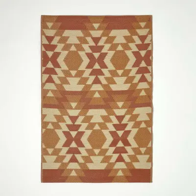Homescapes Anya Aztec Orange Outdoor Rug, 120x180 cm