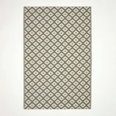 Homescapes May geometrična olivno zelena preproga za zunanjo uporabo, 120x180 cm