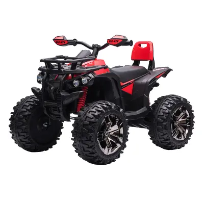 HOMCOM Otroški električni štirikolesnik 12V z delujočimi lučmi in nožnim pedalom, polnilna baterija, starost 3-5 let, 100x65x73cm, rdeča barva