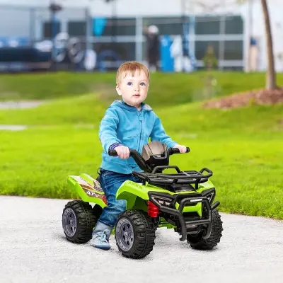 HOMCOM otroški električni štirikolesnik s 6V baterijo za polnjenje, gumb za pospeševanje, starost 18-36 mesecev, 70x42x45cm, zelen