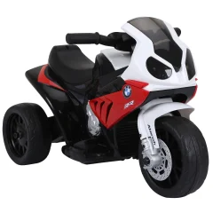 HOMCOM Otroško električno motorno kolo Max. 20kg z vozniškim dovoljenjem BMW, 3 kolesa, baterija 6V, bela rdeča, 66x37x44cm