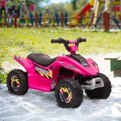 HOMCOM Električno štirikolesno kolo za otroke 3-5 let s 6V akumulatorsko baterijo, hitrost 2,8-4,6 km/h, funkcija vožnje naprej in nazaj, 72 × 40 × 45