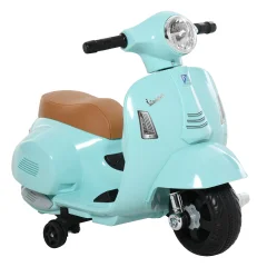 HOMCOM Otroško električno motorno kolo z uradnim dovoljenjem Vespa, 6V baterija, žarometi in rog, za otroke 18-36 mesecev, zeleno, 66,5x38x52cm