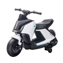HOMCOM Otroški električni motorček 6V z glasbo in lučkami LED, hitrost 1,5-2,5 km/h, starost 2-4 leta, 80x39,5x51cm, bela barva