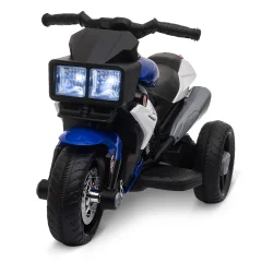 HOMCOM Otroško električno motorno kolo 3-5 let (največ 25 kg) s tremi kolesi, lučkami in zvoki, 6V baterija, modro in črno, 86x42x52cm