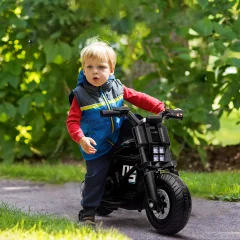 HOMCOM Otroški električni motocikel iz PP in kovine za 3-5 let s kolesi, rogom in glasbo, 86x44x58cm, črn