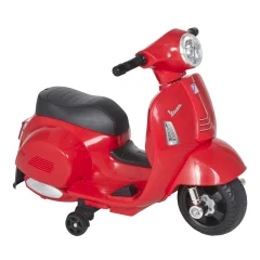 HOMCOM Otroško električno motorno kolo z uradnim dovoljenjem Vespa Baterija 6V, žarometi in rog, za otroke 18-36 mesecev, rdeče, 66,5x38x52cm