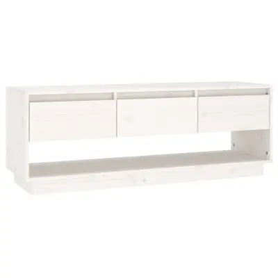 vidaXL TV omarica bela 110,5x34x40 cm trdna borovina