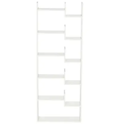 HOMCOM Moderna 6-stopenjska knjižna omara z 11 odprtimi policami iz MDF in iverne plošče, knjižna omara za kabinet in dnevno sobo, 61x21,6x162,6 cm, b