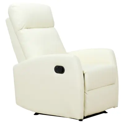 HOMCOM Relax fotelj nagibni 170° z nastavljivim naslonom za noge Ergonomsko usnje 65 × 92 × 100 cm krem barve