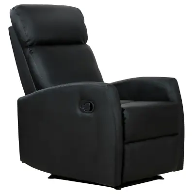 HOMCOM fotelj Recliner Relax, nastavljiv in ergonomski, umetno usnje z oblazinjenjem, za dom in pisarno, 65x92x100 cm, črn