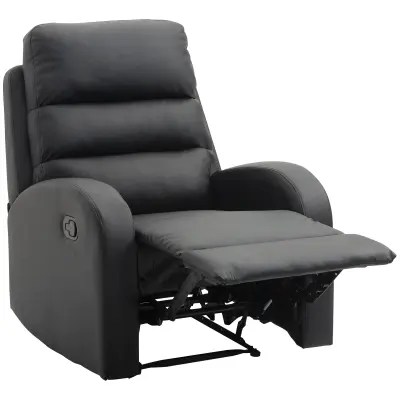 HOMCOM Recliner Relax fotelj z oblazinjenim sedežem in naslonom za noge, za dom in pisarno, umetno usnje, 80x91x102 cm, črna