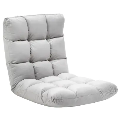 HOMCOM Relaksacijski fotelj z nagibnim naslonom do 180°, flanelnim oblazinjenjem in debelim oblazinjenjem, 71x55x53,5 cm, svetlo siva