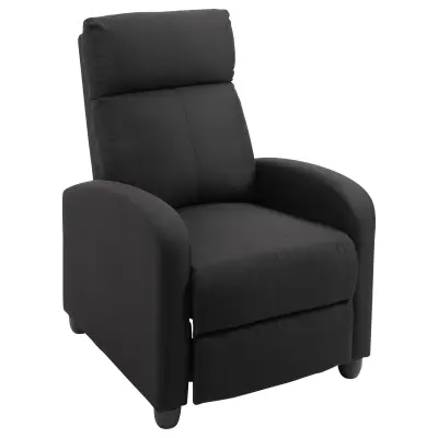 HOMCOM oblazinjen fotelj za sprostitev z naslonom, nagibnim za 135°, in odstranljivim naslonom za noge, v črnem platnu, 69x87x100,5 cm