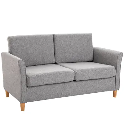 HOMCOM dvosedežna zofa moderne in kompaktne linije iz sivega platna in lesa (70cmx141cmx78cm)