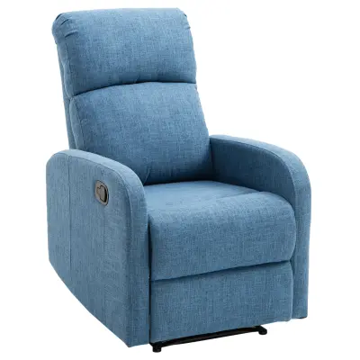 HOMCOM Ročni naslanjač Relax fotelj z naslonom za noge nosilnost 125 kg lanena tkanina 66 × 83 × 107 cm modra