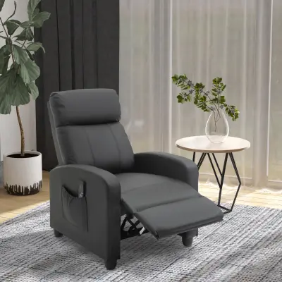 HOMCOM masažni fotelj Relax z 8 načini in 5 intenzivnostmi, naslanjač z naslonom za noge in daljinskim upravljalnikom, PU usnje, črn