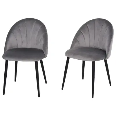 HOMCOM Komplet dveh oblazinjenih stolov za jedilnico in dnevno sobo, nordijski in ergonomski dizajn iz kovine in žameta, 52x54x79 cm, siva