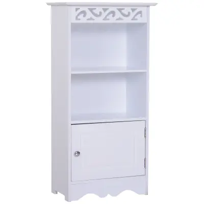 HOMCOM Talna omarica in omarica z 2 policama z vrati MDF Bela Kopalnica MDF 40L x 23P x 80A cm Bela