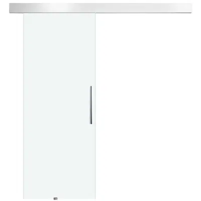 HOMCOM Notranja drsna vrata iz matiranega stekla s tirnico B1 in ročajem za kopalnico Kuhinja Studio steklo 205x 90x 0,8cm