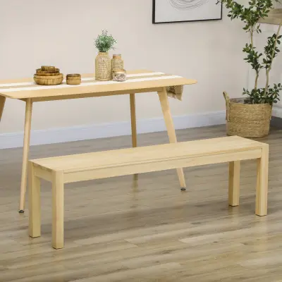 HOMCOM Lesena kuhinjska klop za tri osebe, klop za dnevno sobo in predsobo, 150Lx33x45cm, barva naravnega lesa