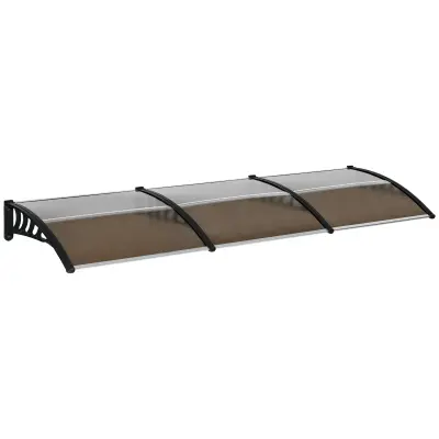 Outsunny Zunanji nadstrešek 300x96 cm Polikarbonatni in aluminijasti nadstrešek za okna in vrata, rjav