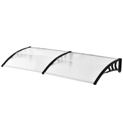 Outsunny Zunanji nadstrešek 195x75cm iz polikarbonata in aluminija, nadstrešek za okna in vrata, bel