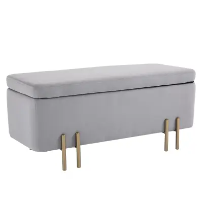 HOMCOM Notranja klop za shranjevanje z oblazinjenim sedežem in zlato lakiranimi nogami, moderna in elegantna zasnova, 100 x 40 x 42cm