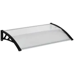 Outsunny Polikarbonatni in aluminijasti zunanji nadstrešek 110x60 cm, nadstrešek za okna in vrata, prozoren