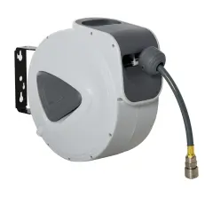 DURHAND avtomatski kolut za cev 10 m + 90 cm s priključkom za cev Φ1/4'', stenski in vrtljiv za 180°, siv