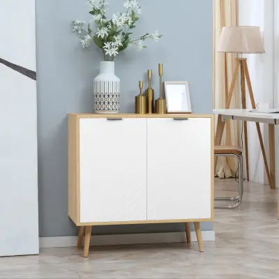 HOMCOM Moderna večnamenska omara iz iverne plošče in borovega lesa s 3-stopenjsko nastavljivo notranjo polico, 77x35x77,5 cm, za dnevno sobo, kuhinjo