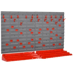 DURHAND 54PZ Škatla za orodje s 50 kljukami, stenska, PP, rdeče-siva, 95,5x23x53,5 cm