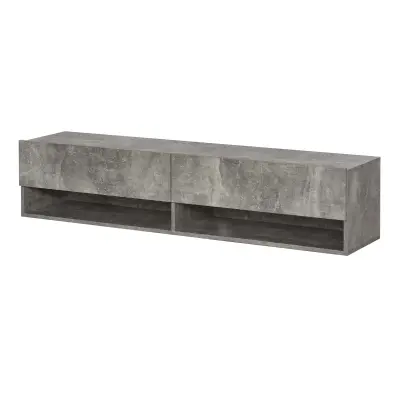 HOMCOM viseče televizijsko stojalo s 4 predali in 2 zložljivima vratoma, konzola za televizor do 60'' in odprtinami za kable, siva, 140x32x31 cm
