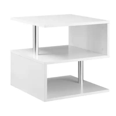 HOMCOM Moderna nizka lesena mizica za kavo 50 x 50 x 50 cm, bela