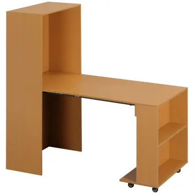 HOMCOM zložljiva jedilna miza za do 3 osebe za omejene prostore, iverna plošča in jeklo, 75x144x144,5 cm, barva lesa