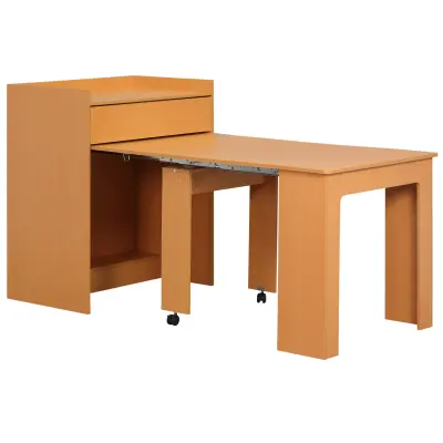 HOMCOM zložljiva jedilna miza za do 5 oseb za omejene prostore, iverna plošča in jeklo, 84x180x100 cm, lesena