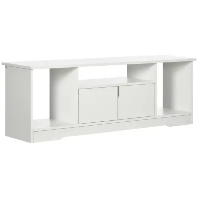 HOMCOM Stojalo za televizor do 42'' z omarico in odprtimi policami, leseno pohištvo za dnevno sobo, 120x30x41cm, belo
