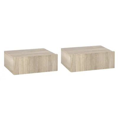 HOMCOM Komplet 2 visečih nočnih omaric za spalnico, sodobne nočne omarice s stensko montažo, les, 40x30x15cm