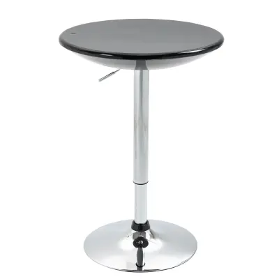 HOMCOM Okrogla barska mizica z vrtljivim vrhom, nastavljivo višino s plinskim vzvodom in jeklenim podnožjem, Φ61x76-97cm, črna