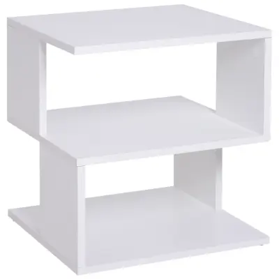 HOMCOM Kavna mizica z 2 odprtima policama Moderno oblikovanje Dnevna soba Les 40x40x43cm Bela