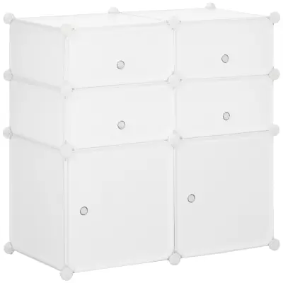 HOMCOM Garderobna omara za garderobo Modularna polica iz plastike 75×37×73cm Bela